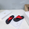 THE ROW 26S THONG SANDALS IN BLACK RUBBER  WITH RED STRAPS CALFSKIN