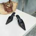 THE ROW 26S POINTED TOE MULE HEELS 45MM IN BLACK CALFSKIN