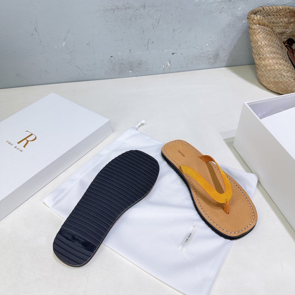 THE ROW 26S THONG SANDALS IN BROWN CALFSKIN