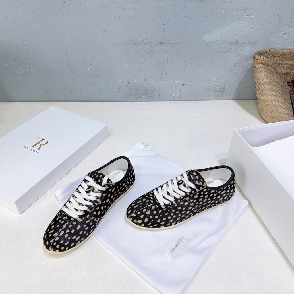 THE ROW 26S LACE-UP SNEAKERS IN BLACK LEOPARD CALF HAIR