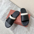 LP 26S SLIDES SANDAL IN BLACK CALFSKIN AND IVORY WHITE CANVAS