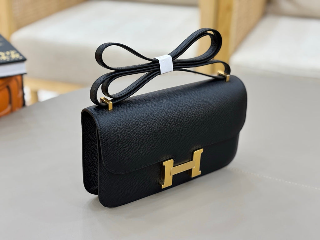 HM 25S CONSTANCE ELAN 24 CM IN BLACK EPSOM WITH GOLD HARDWARE