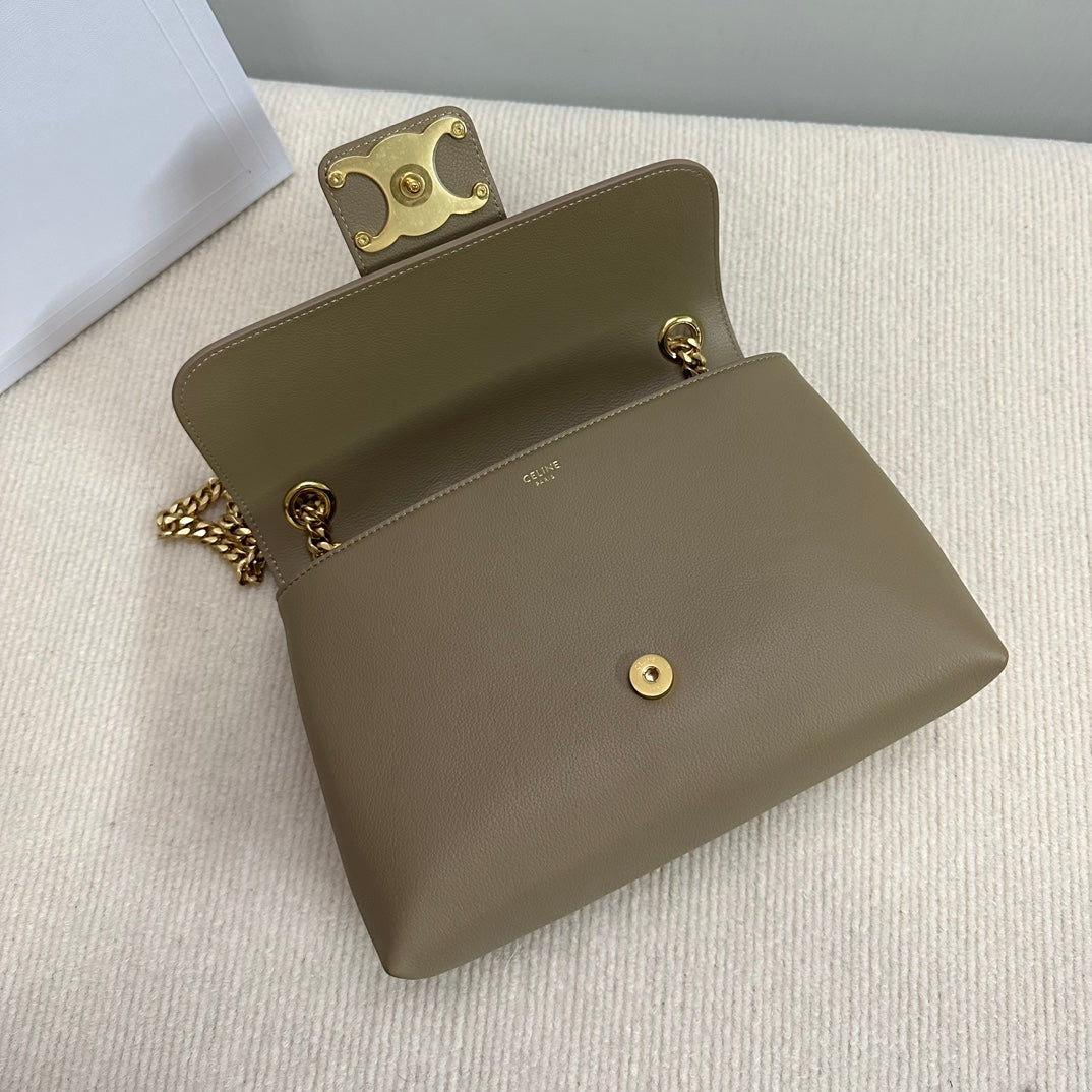 MEDIUM VICTOIRE BAG 25 IN SHADOW BROWN SUPPLE CALFSKIN GOLD HARDWARE
