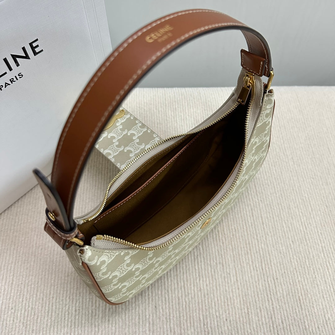 MEDIUM AVA BAG 23 IN BEIGE TRIOMPHE CANVAS GOLD LOGO