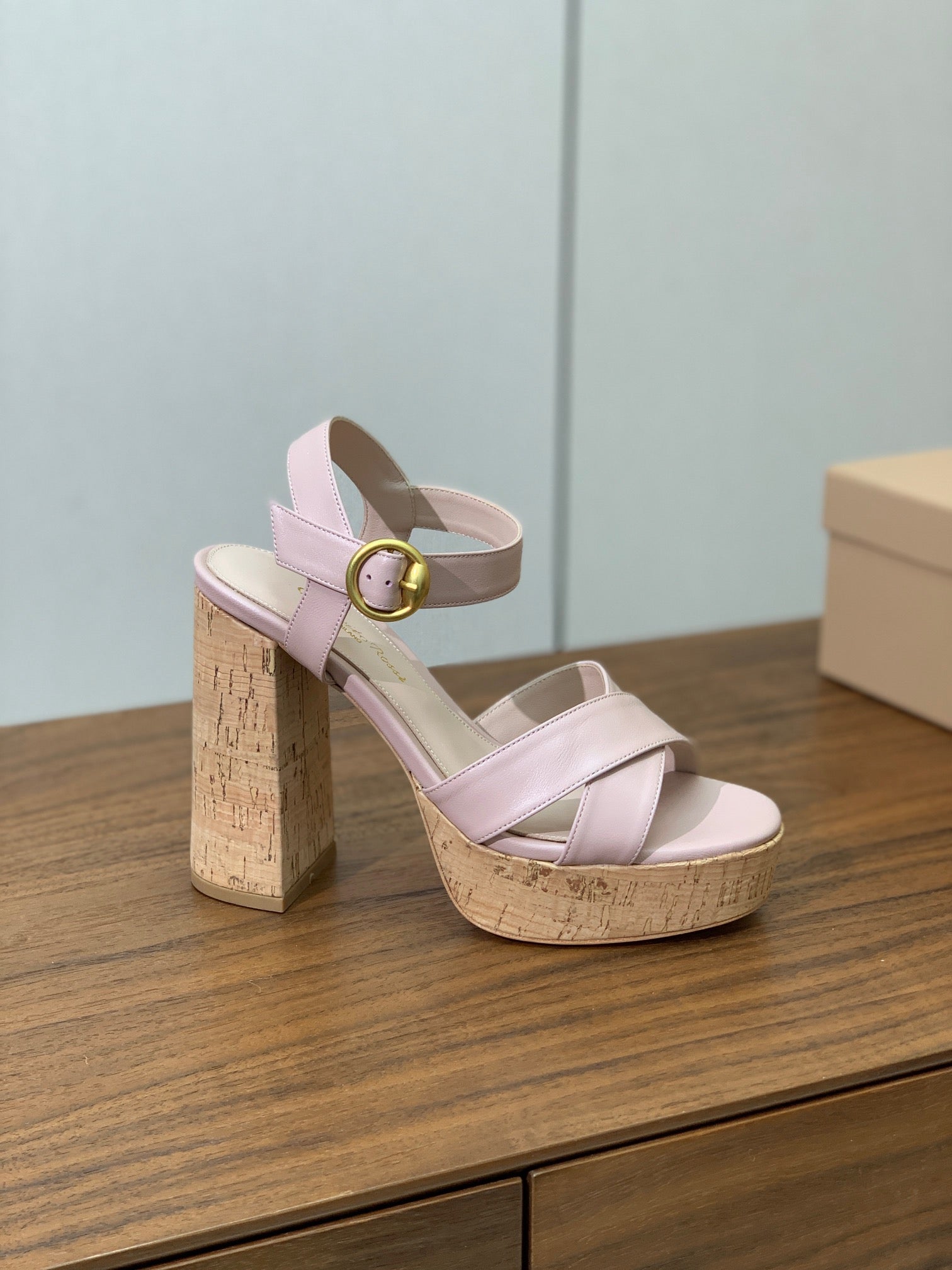 GIANVITO ROSSI 26S PLATFORM SANDALS 115 MM IN NUDE PINK CALFSKIN