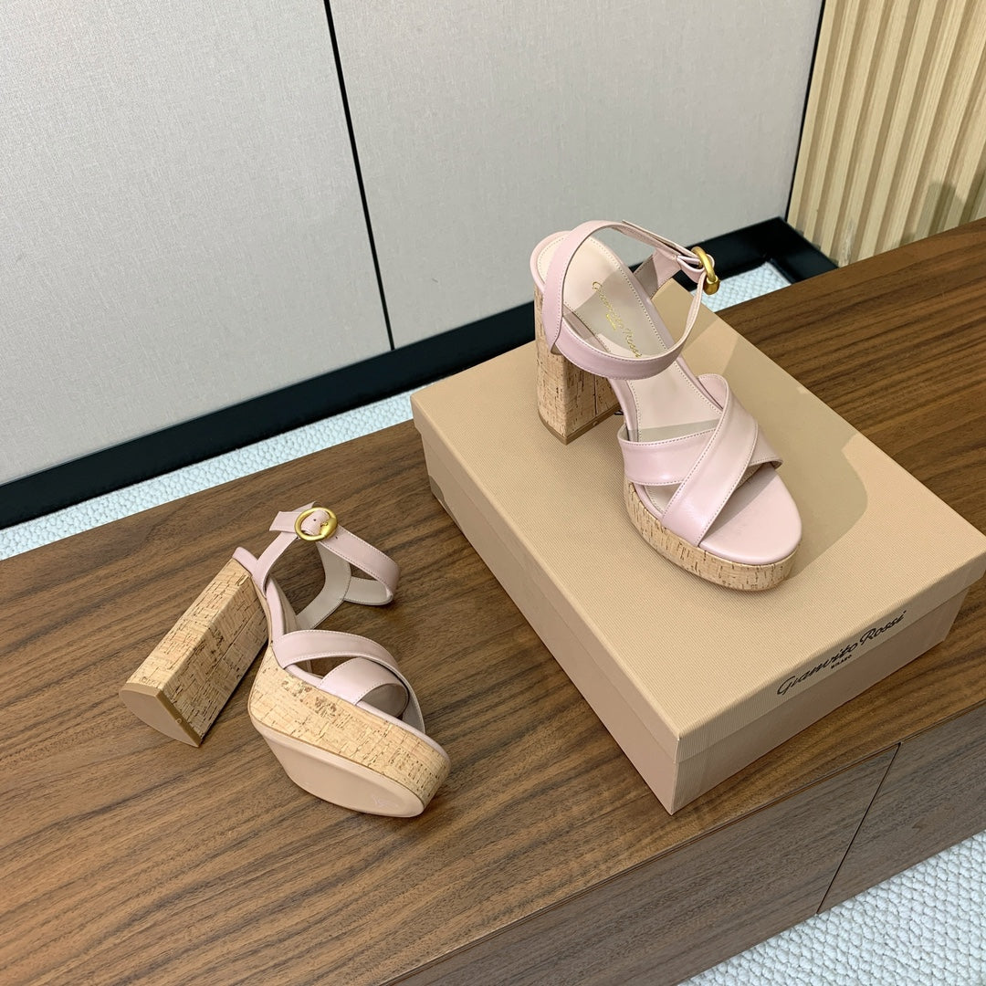 GIANVITO ROSSI 26S PLATFORM SANDALS 115 MM IN NUDE PINK CALFSKIN