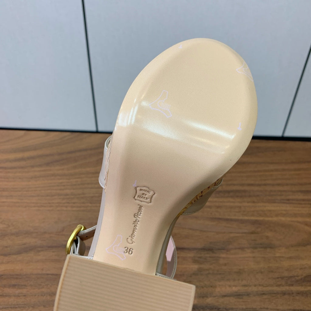 GIANVITO ROSSI 26S PLATFORM SANDALS 115 MM IN BEIGE CALFSKIN