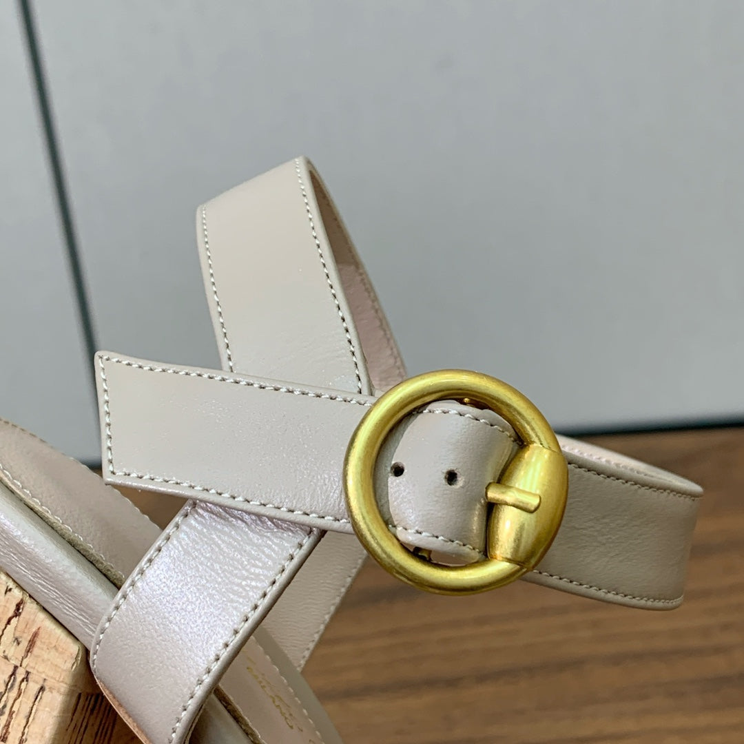 GIANVITO ROSSI 26S PLATFORM SANDALS 115 MM IN BEIGE CALFSKIN