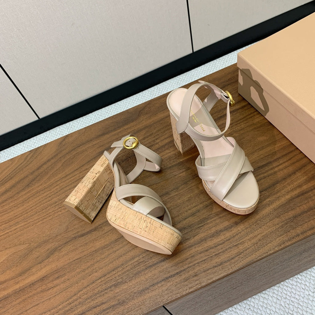 GIANVITO ROSSI 26S PLATFORM SANDALS 115 MM IN BEIGE CALFSKIN