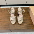 GIANVITO ROSSI 26S PLATFORM SANDALS 115 MM IN BEIGE CALFSKIN
