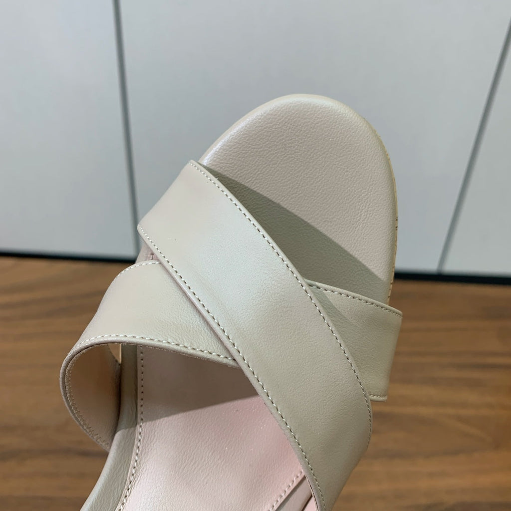 GIANVITO ROSSI 26S PLATFORM SANDALS 115 MM IN BEIGE CALFSKIN