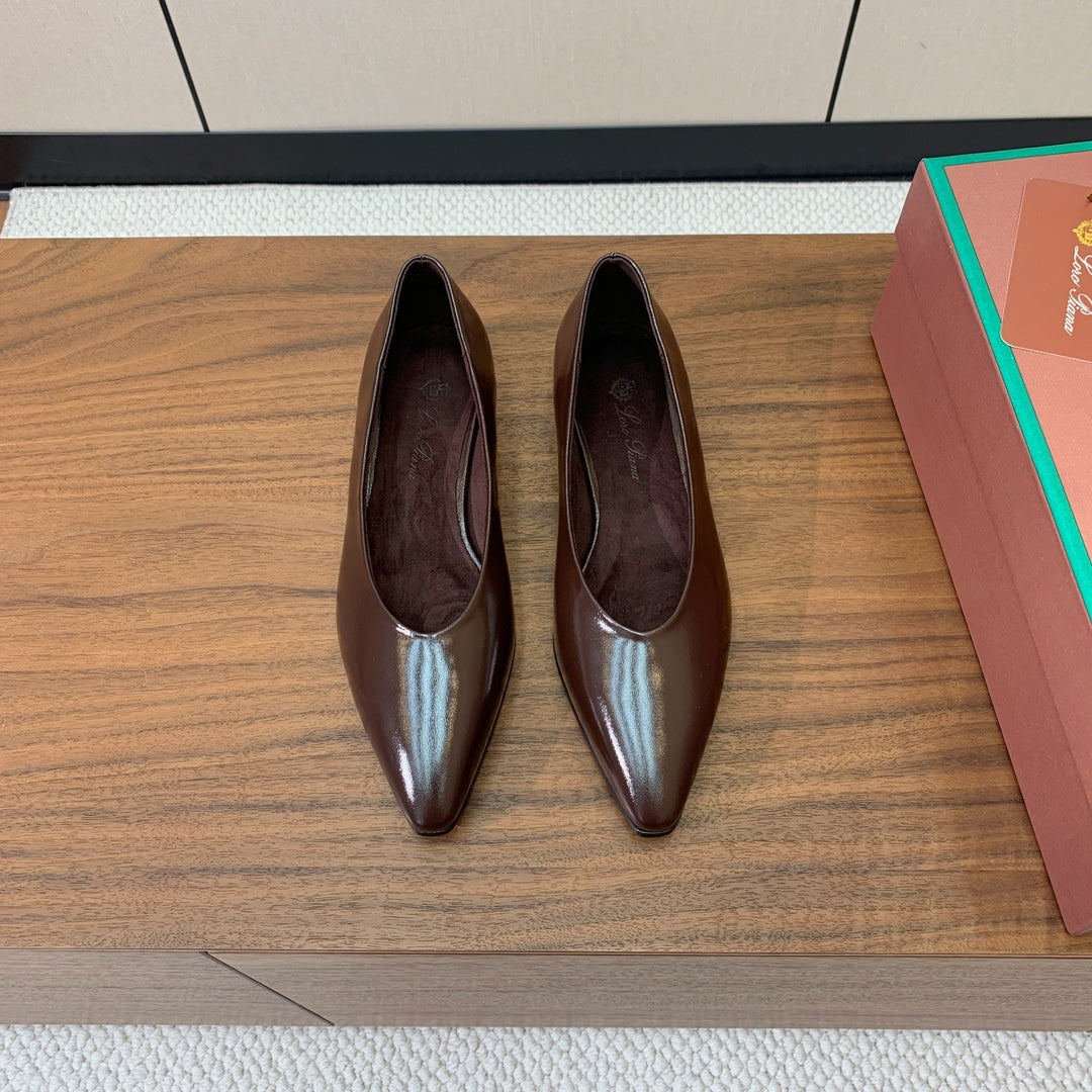 LP 26S BALLET FLATS IN DARK BROWN CALFSKIN