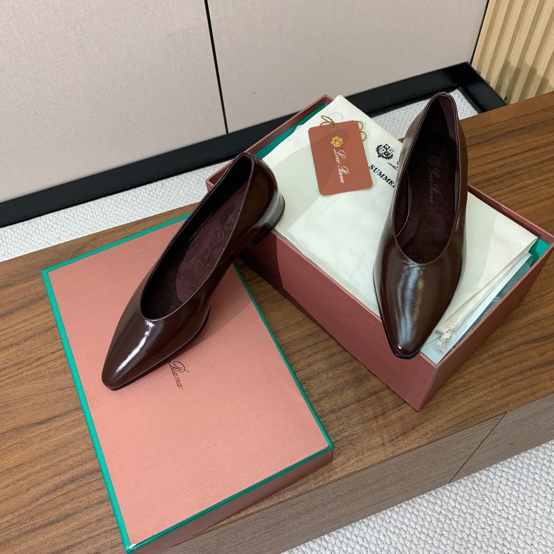 LP 26S BALLET FLATS IN DARK BROWN CALFSKIN