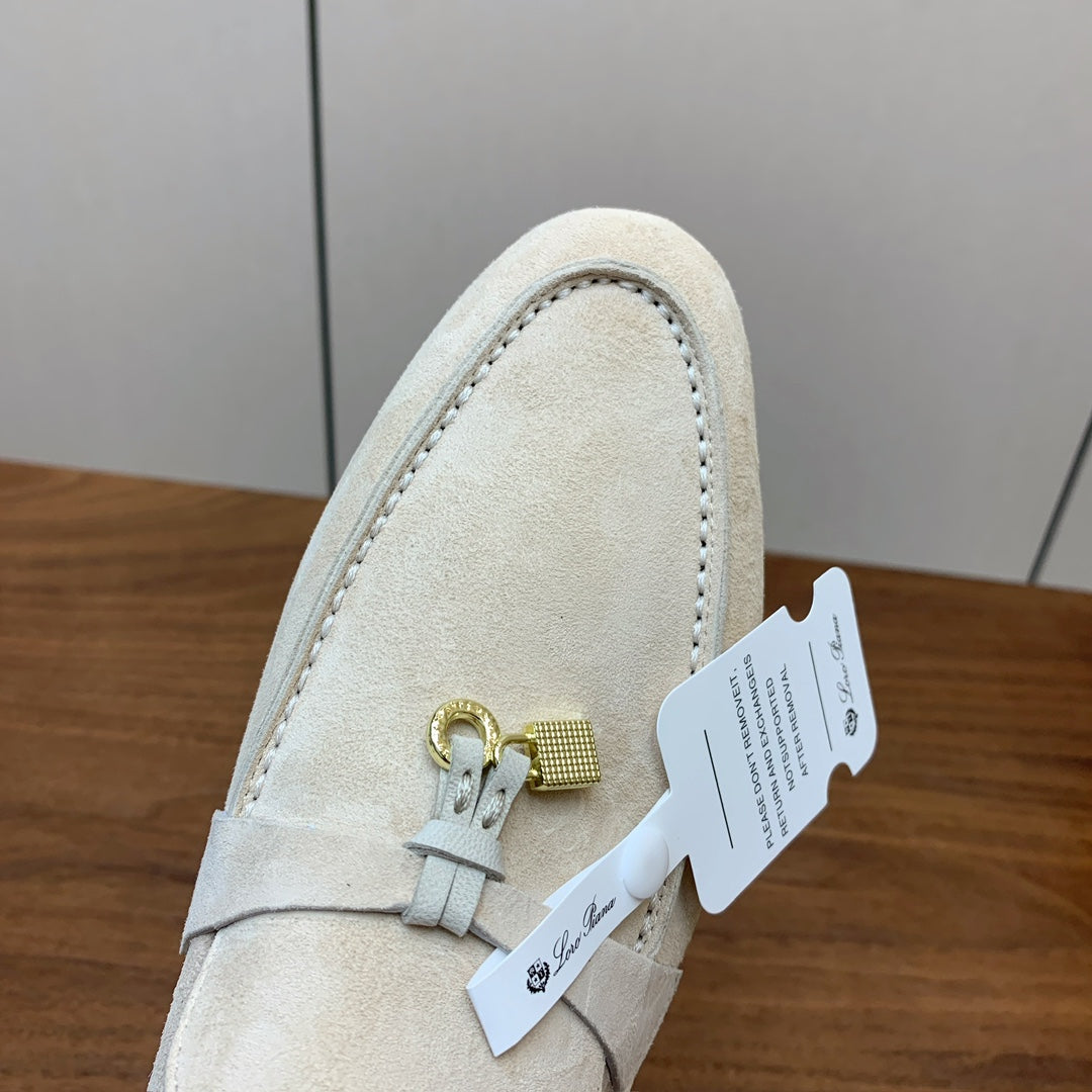LP 26S SUMMER CHARMS WALK LOAFER IN CREAM WHITE SUEDE GOLD HARDWARE