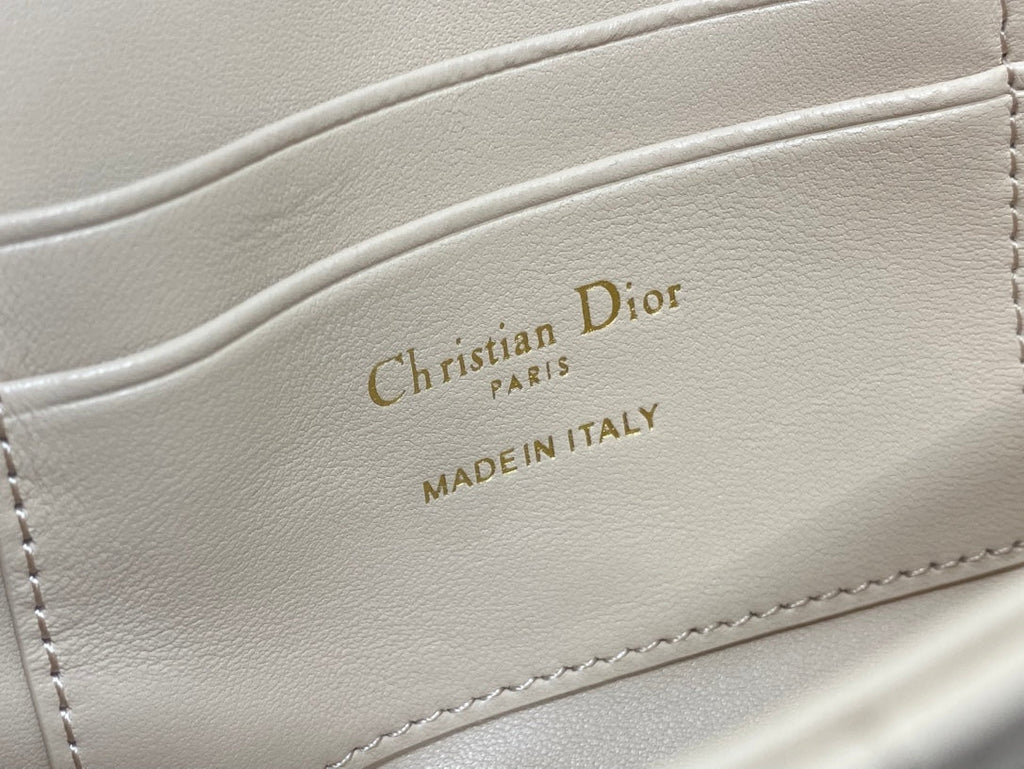 DIOR 25S DIOR TALK PHONE POUCH 18 IN LIGHT IVORY CANNAGE LAMBSKIN