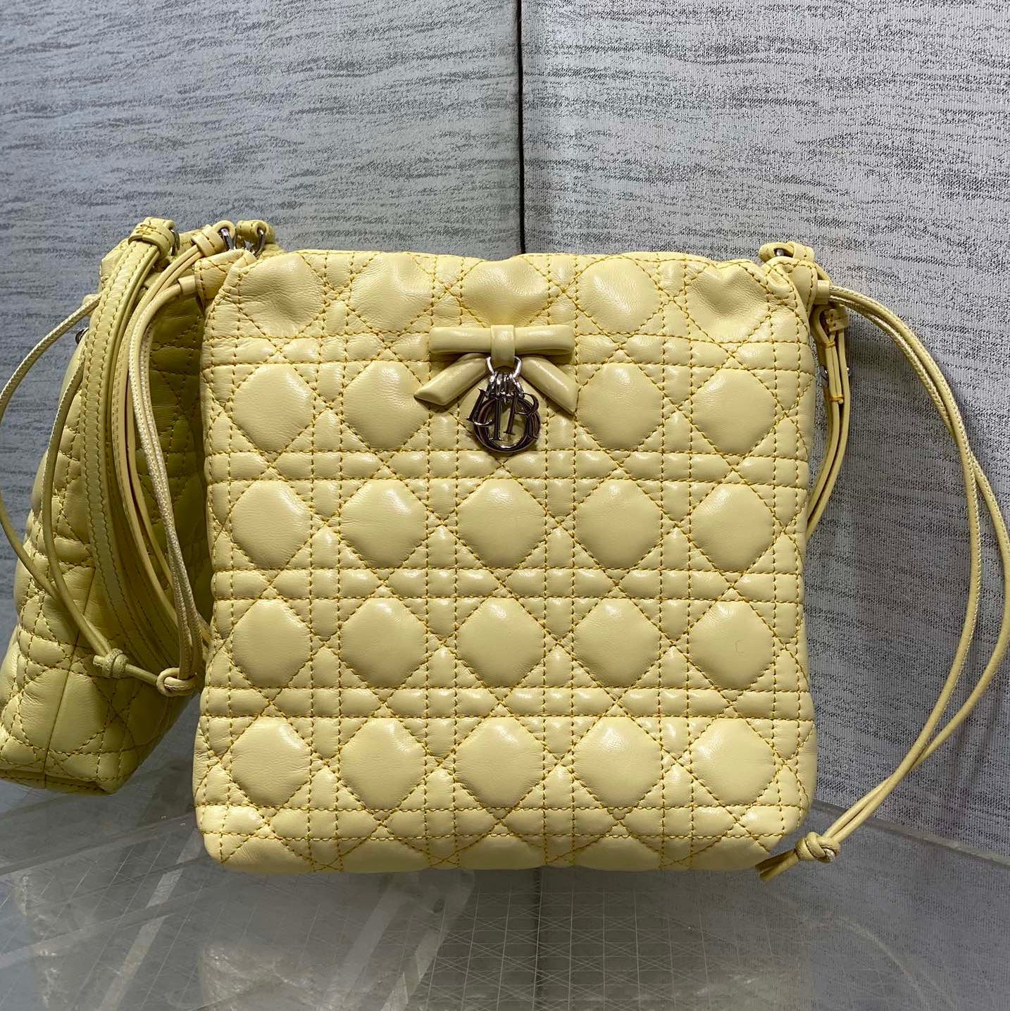 DIOR 26S ADIORABLE BUCKET BAG 20 IN YELLOW LAMBSKIN