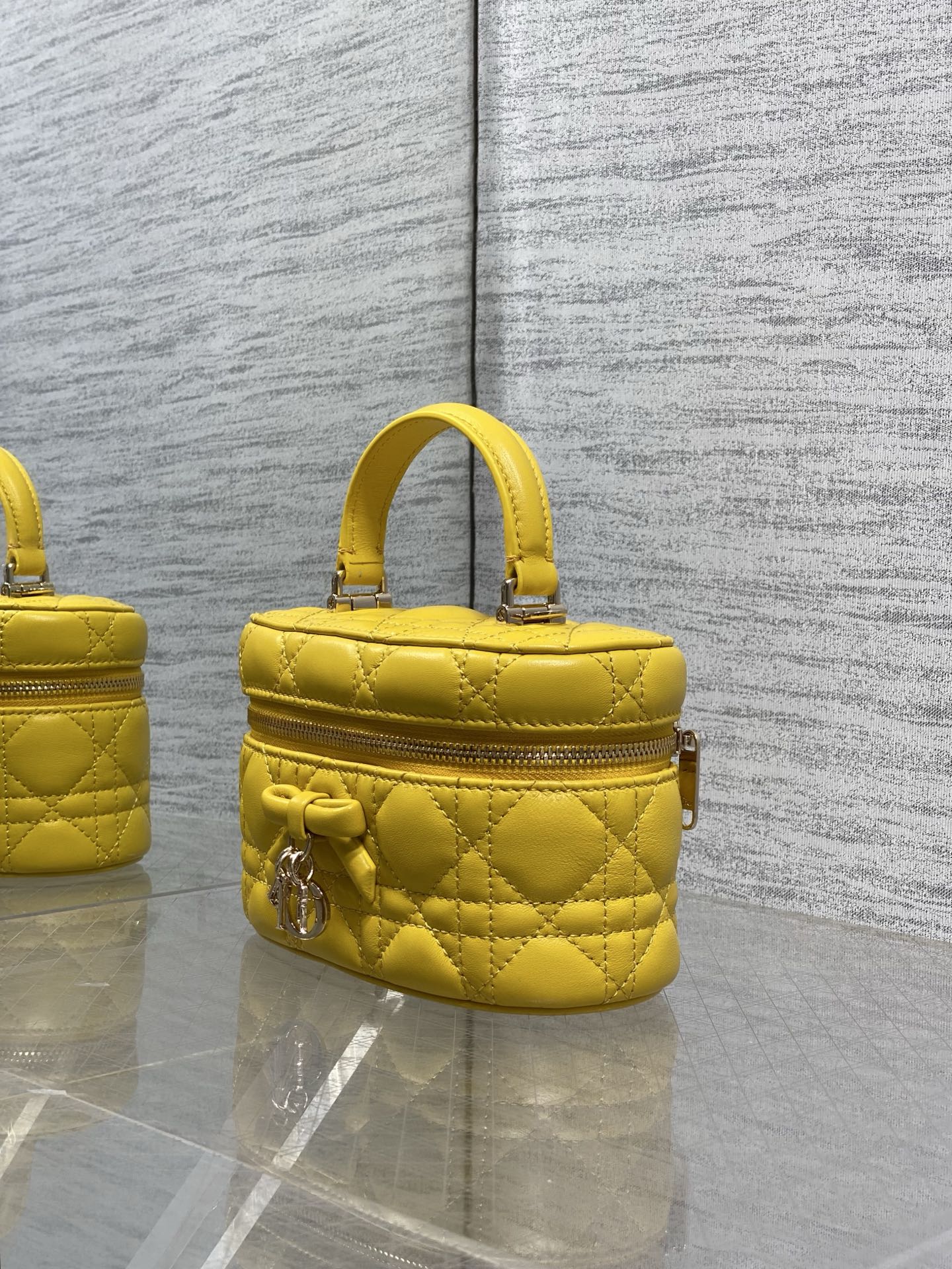 DIOR 26S MINI VANITY BAG 18 IN YELLOW LAMBSKIN