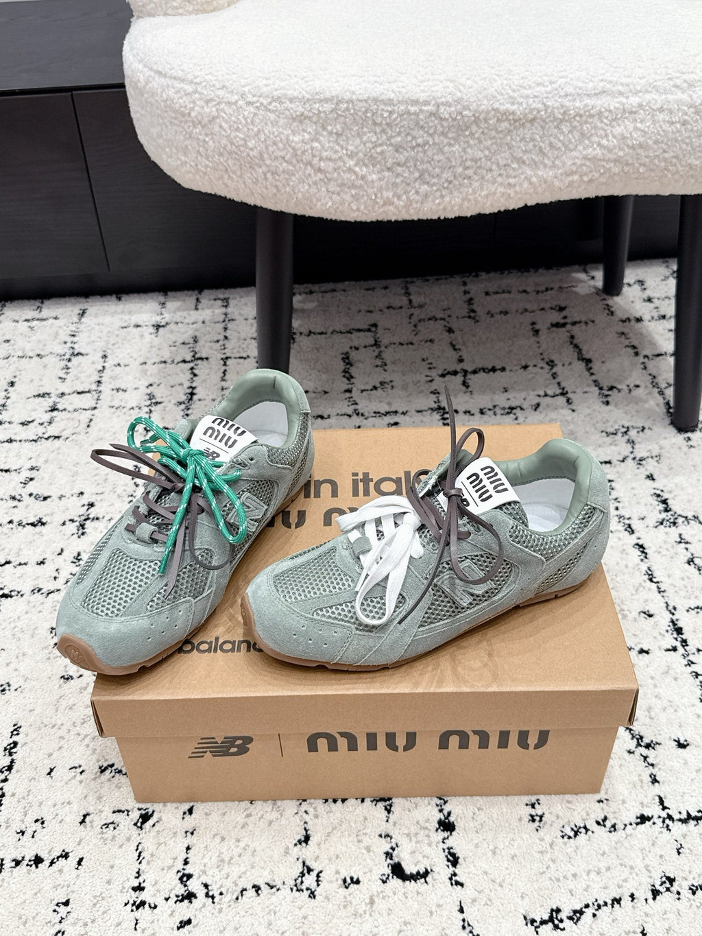 MIUMIU 26S SNEAKERS IN LIGHT BLUE SUEDE SUEDE AND MESH FABRIC