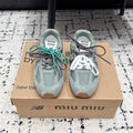 MIUMIU 26S SNEAKERS IN LIGHT BLUE SUEDE SUEDE AND MESH FABRIC