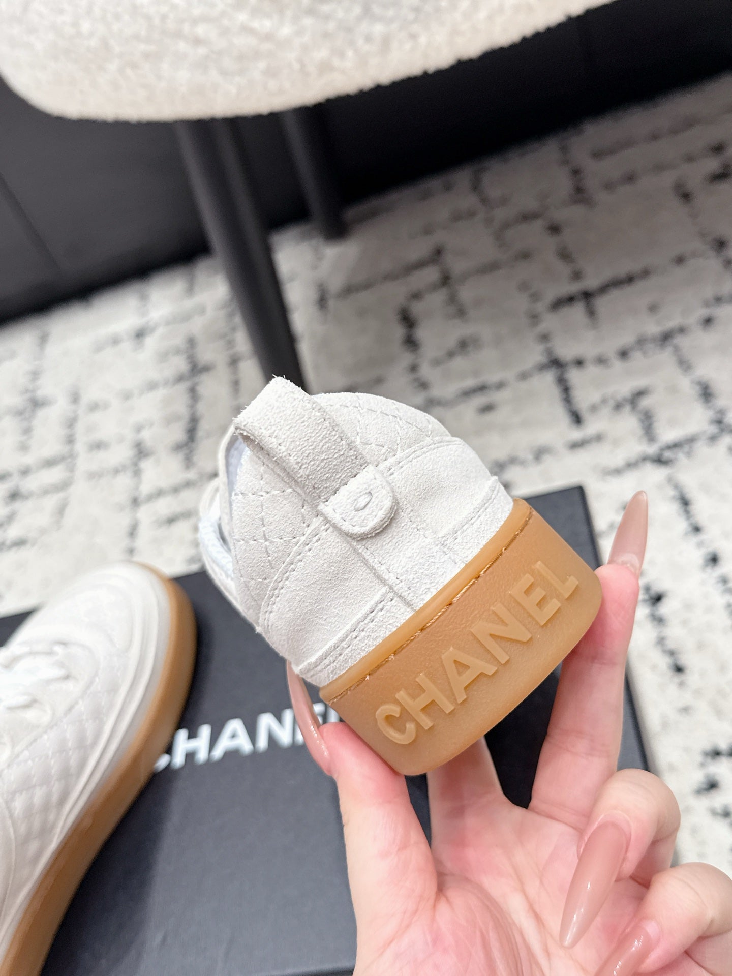 CHANEL 26S QUILTED SNEAKERS IN WHITE SUEDE