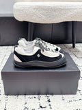 CHANEL 26S LACE-UP SNEAKERS IN WHITE MIX BLACK SUEDE AND LAMBSKIN