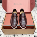 LP 26S SUMMER CHARMS WALK LOAFER IN DARK BROWN CROCODILE CALFSKIN GOLD HARDWARE