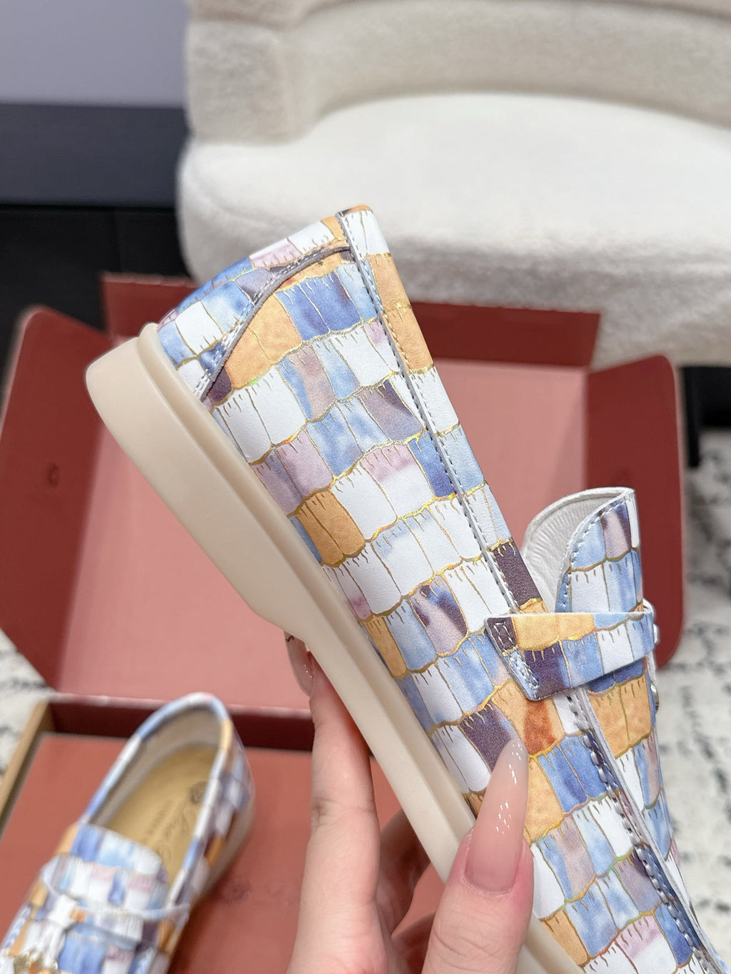 LP 26S SUMMER CHARMS WALK LOAFER IN MULTICOLOR CROCODILE CALFSKIN GOLD HARDWARE