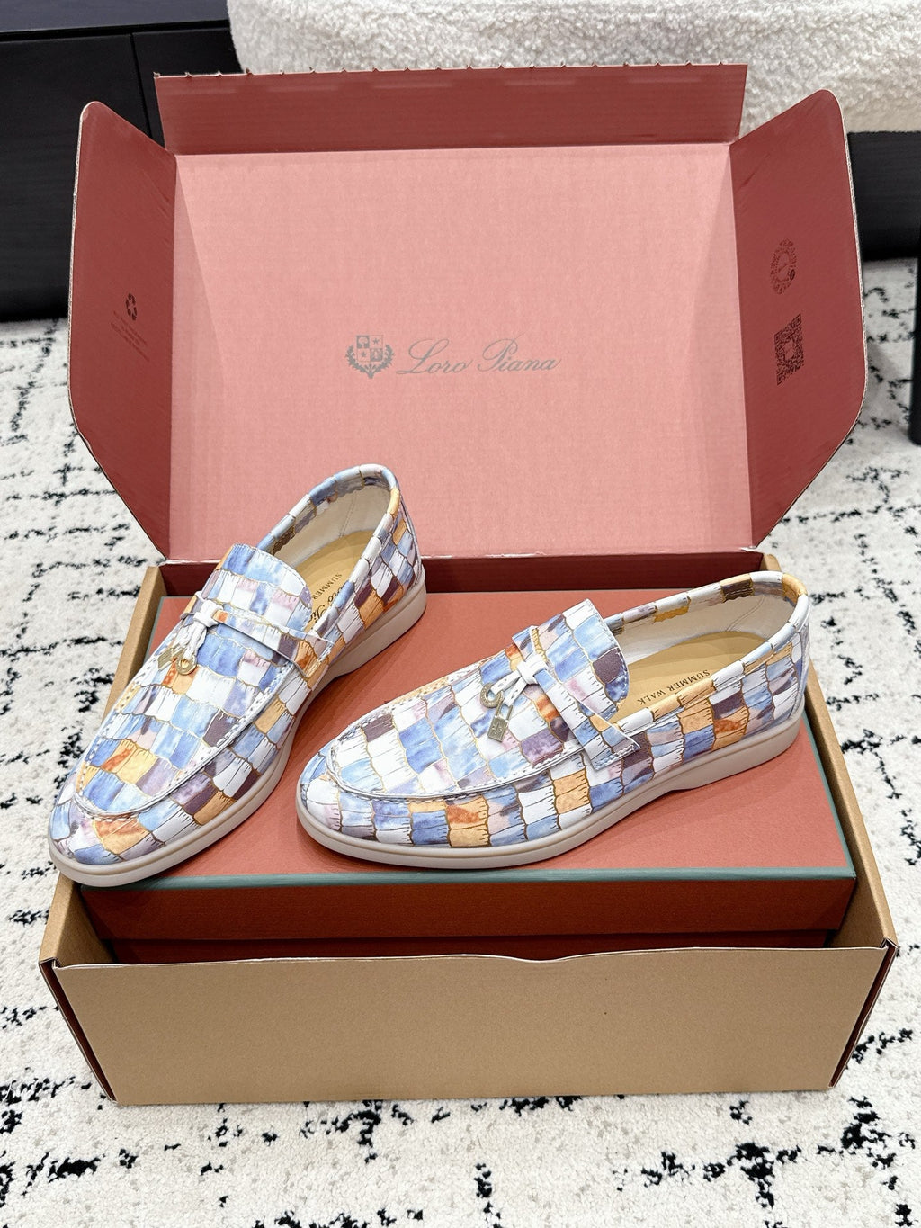 LP 26S SUMMER CHARMS WALK LOAFER IN MULTICOLOR CROCODILE CALFSKIN GOLD HARDWARE