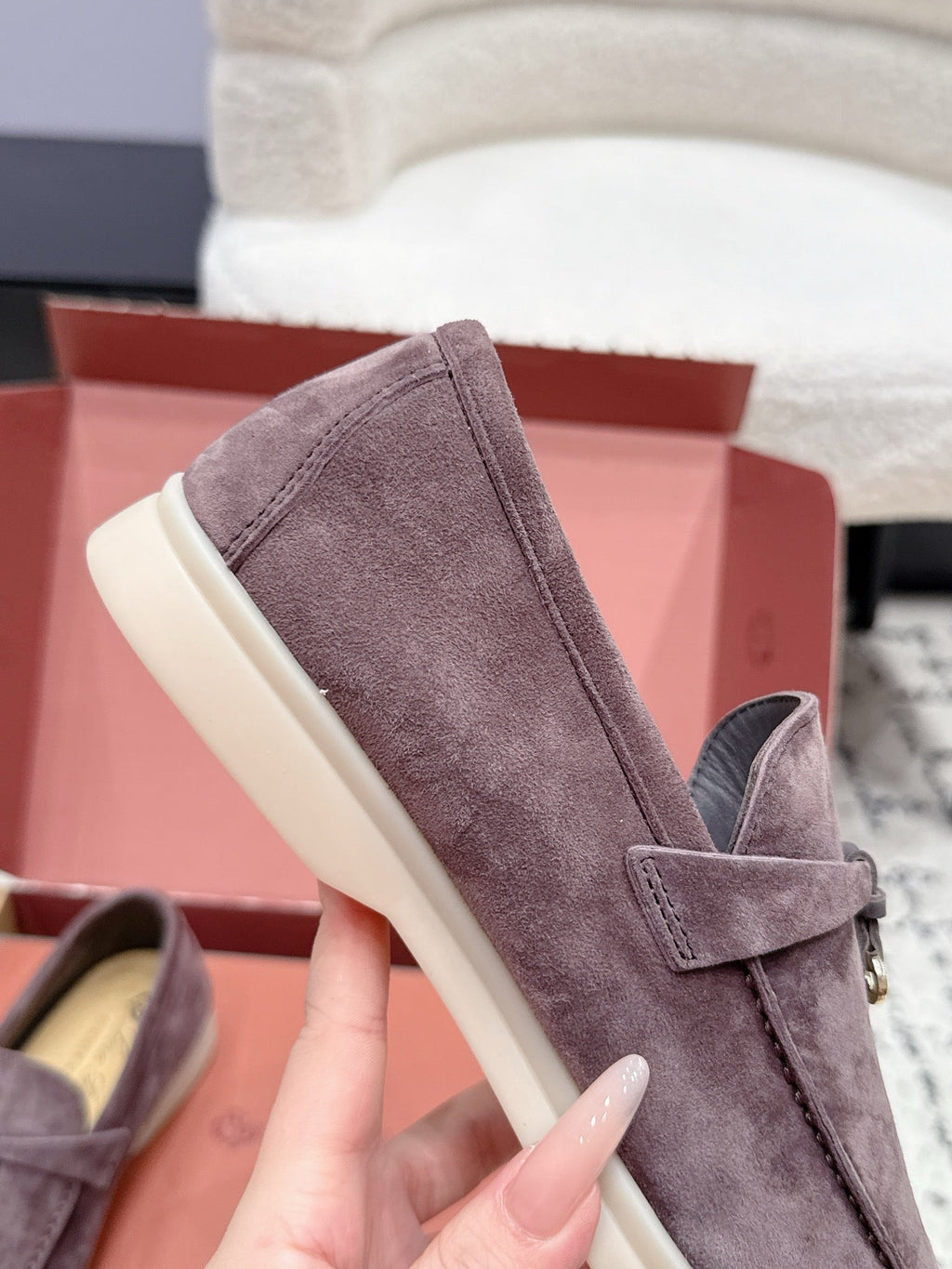 LP 26S SUMMER CHARMS WALK LOAFER IN PURPLE GRAY SUEDE GOLD HARDWARE