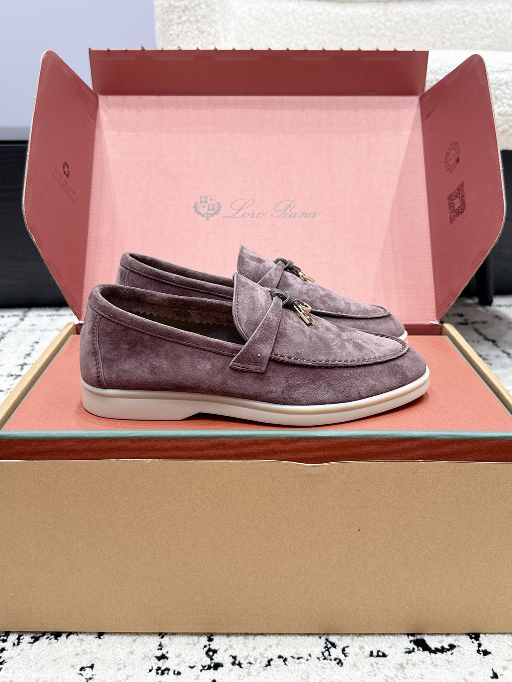 LP 26S SUMMER CHARMS WALK LOAFER IN PURPLE GRAY SUEDE GOLD HARDWARE