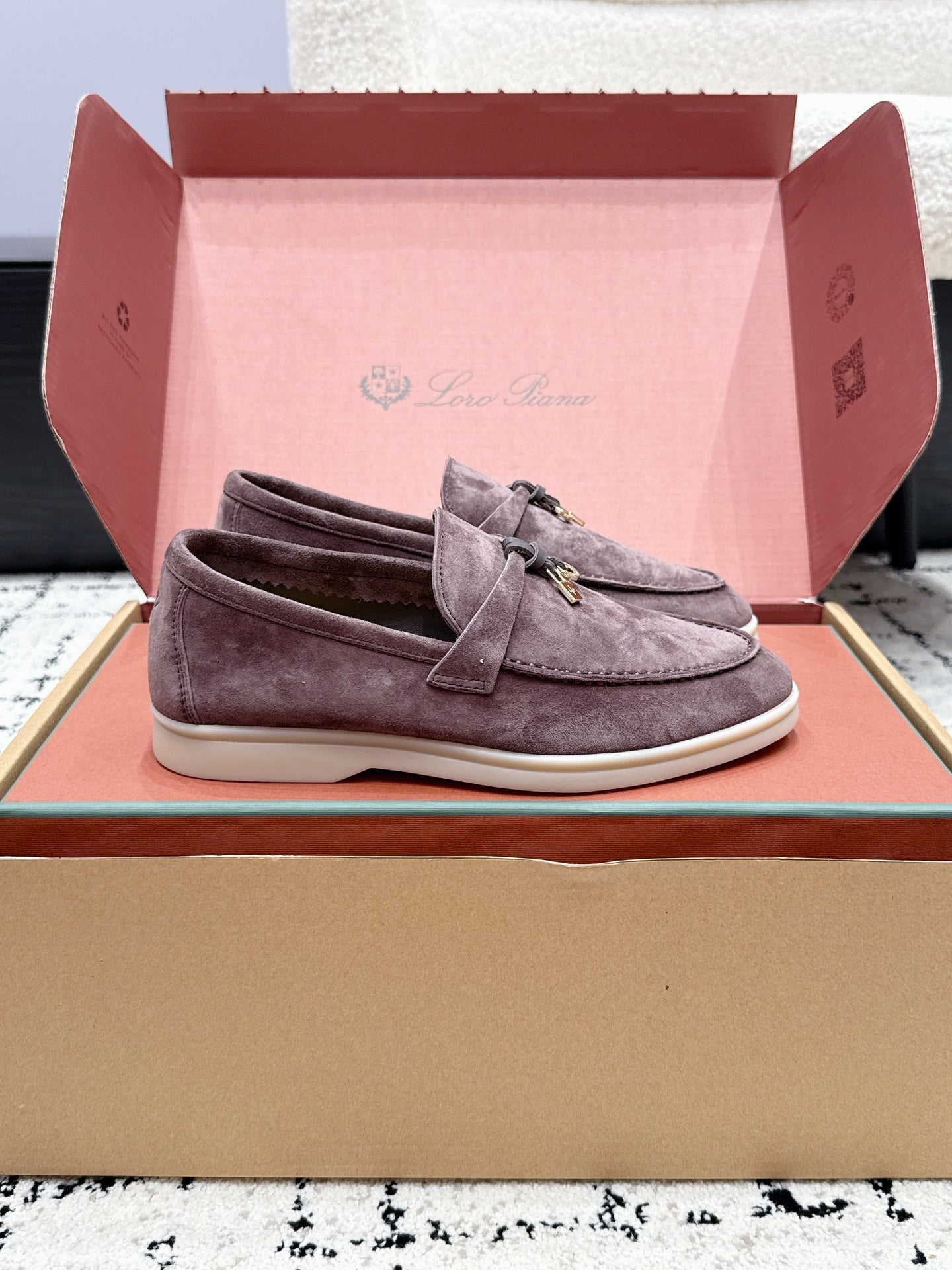 LP 26S SUMMER CHARMS WALK LOAFER IN PURPLE GRAY SUEDE GOLD HARDWARE