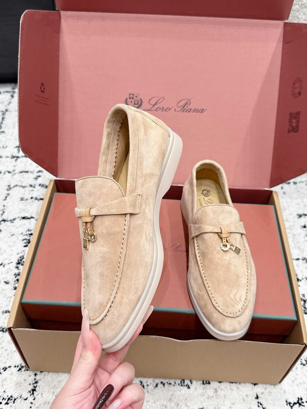 LP 26S SUMMER CHARMS WALK LOAFER IN DARK BEIGE SUEDE GOLD HARDWARE