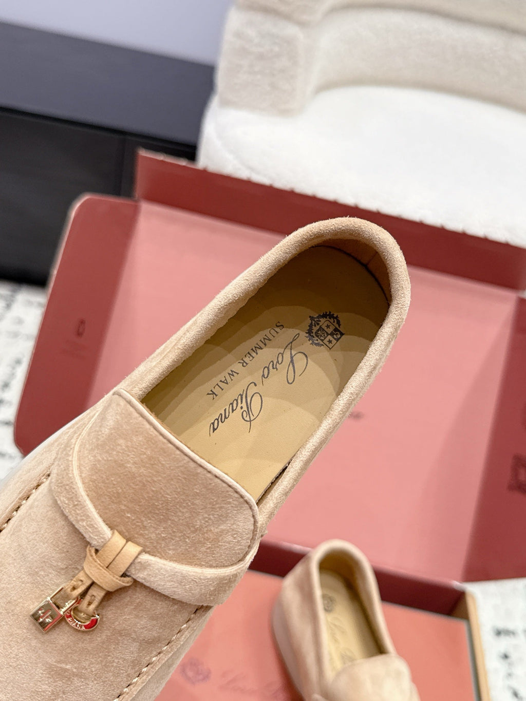 LP 26S SUMMER CHARMS WALK LOAFER IN DARK BEIGE SUEDE GOLD HARDWARE