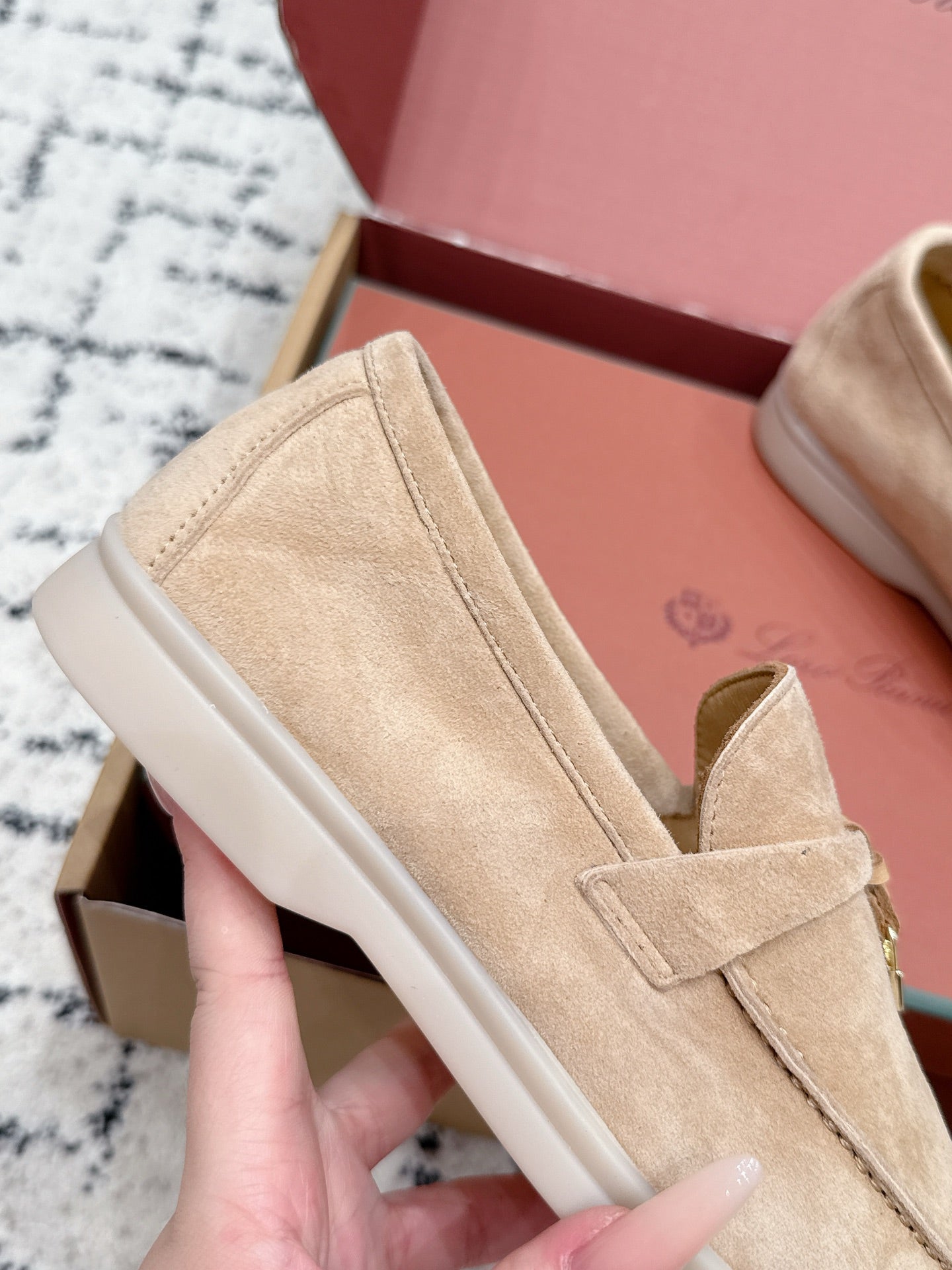 LP 26S SUMMER CHARMS WALK LOAFER IN DARK BEIGE SUEDE GOLD HARDWARE