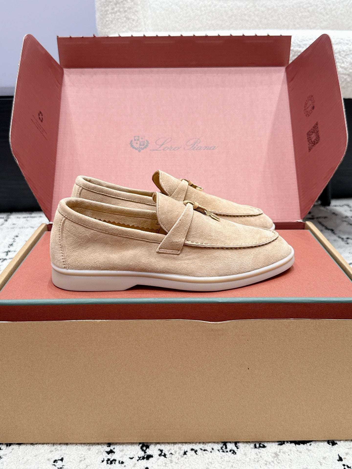 LP 26S SUMMER CHARMS WALK LOAFER IN DARK BEIGE SUEDE GOLD HARDWARE