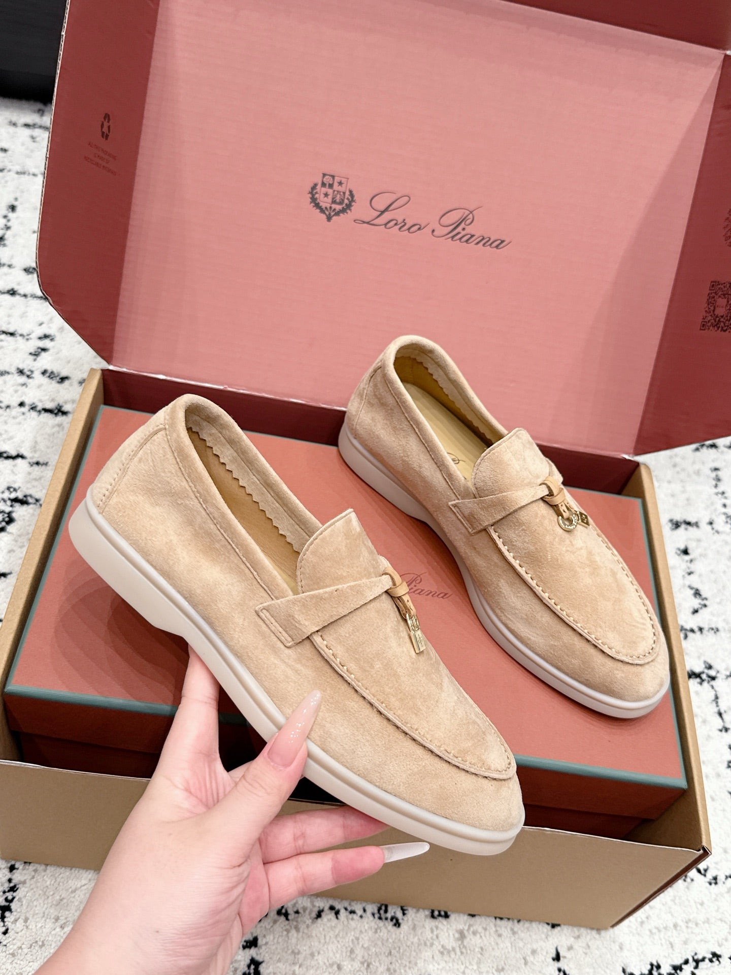 LP 26S SUMMER CHARMS WALK LOAFER IN DARK BEIGE SUEDE GOLD HARDWARE