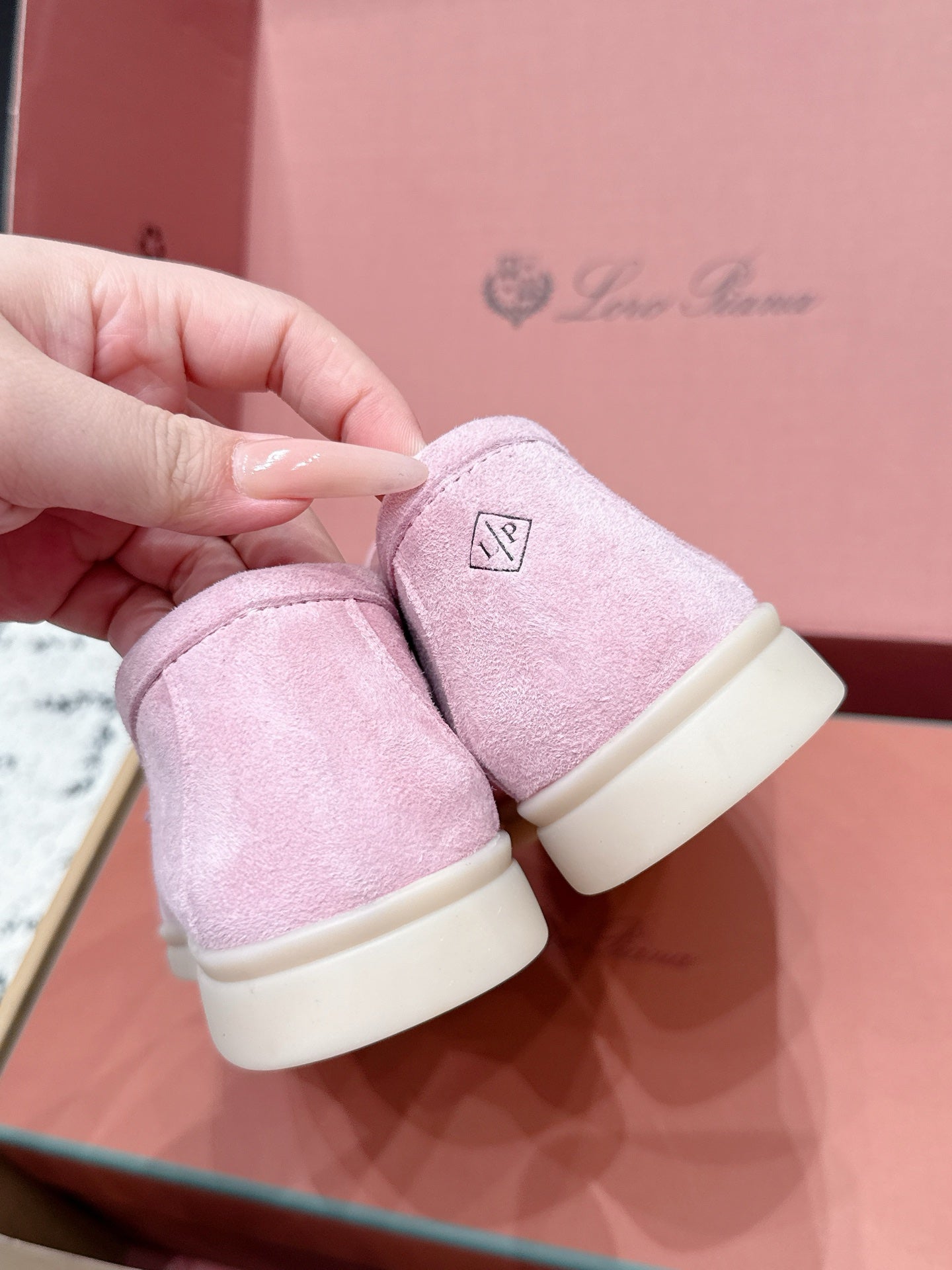 LP 26S SUMMER CHARMS WALK LOAFER IN PINK SUEDE GOLD HARDWARE
