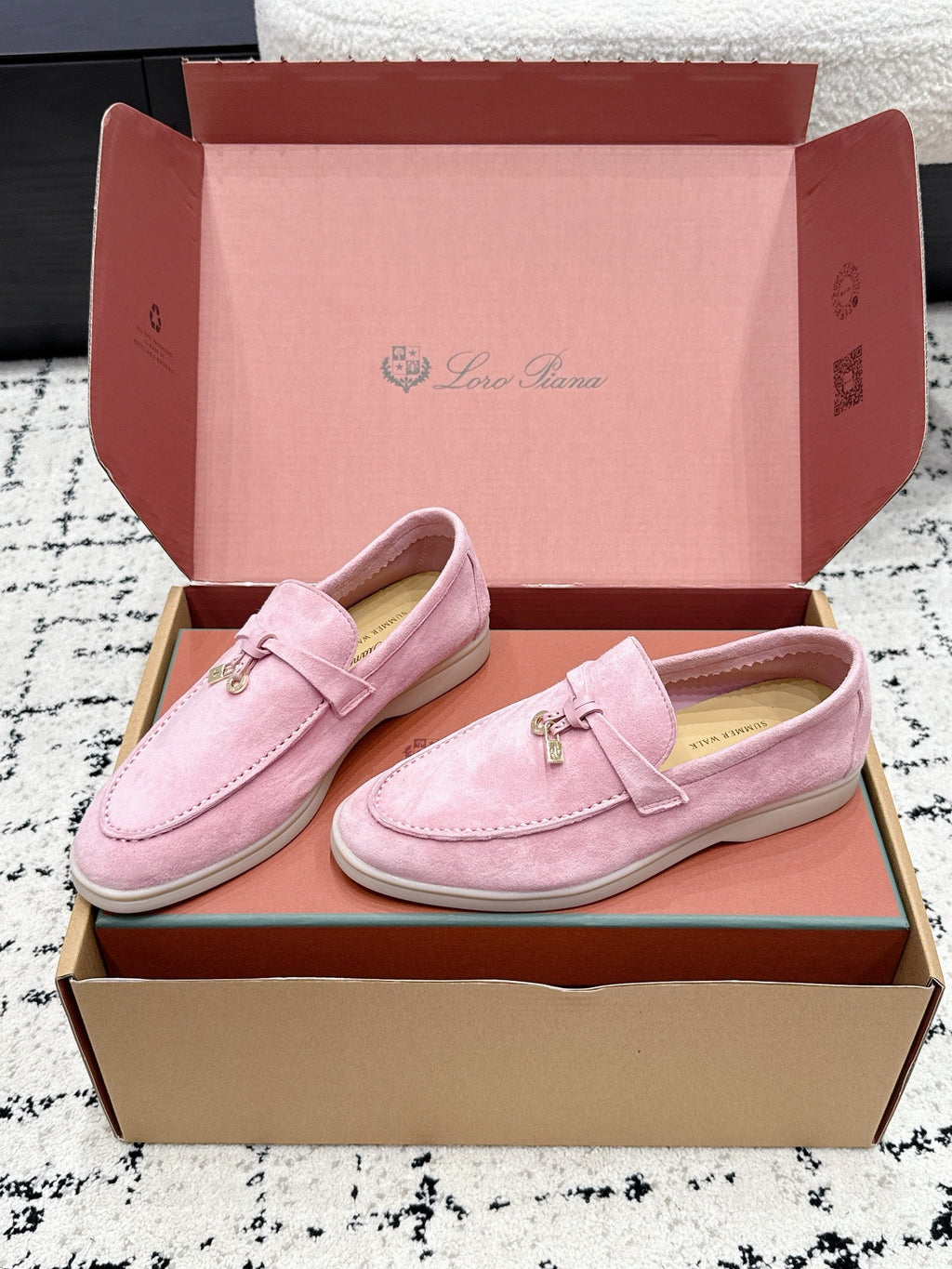 LP 26S SUMMER CHARMS WALK LOAFER IN PINK SUEDE GOLD HARDWARE