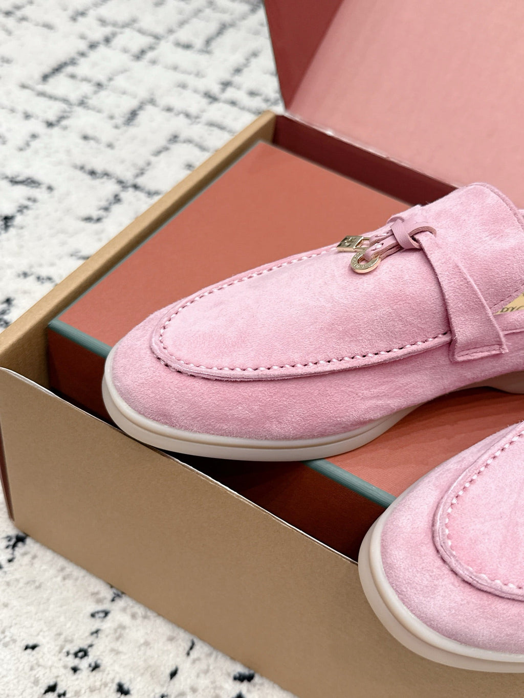 LP 26S SUMMER CHARMS WALK LOAFER IN PINK SUEDE GOLD HARDWARE