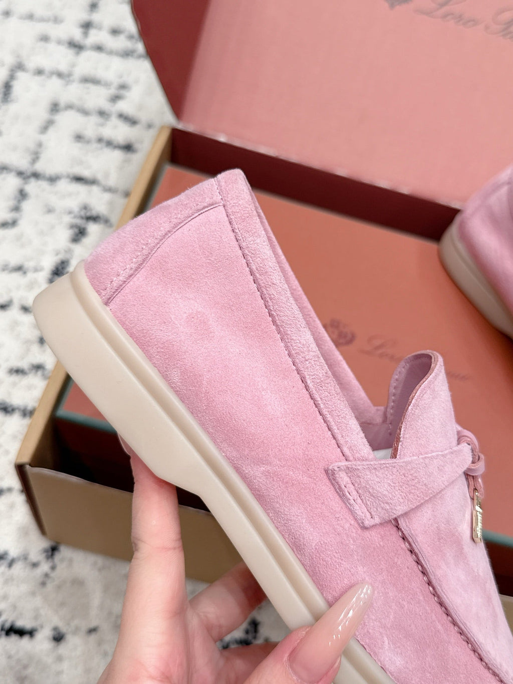 LP 26S SUMMER CHARMS WALK LOAFER IN PINK SUEDE GOLD HARDWARE