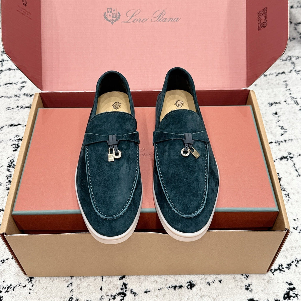 LP 26S SUMMER CHARMS WALK LOAFER IN DEEP TEAL GREEN SUEDE GOLD HARDWARE
