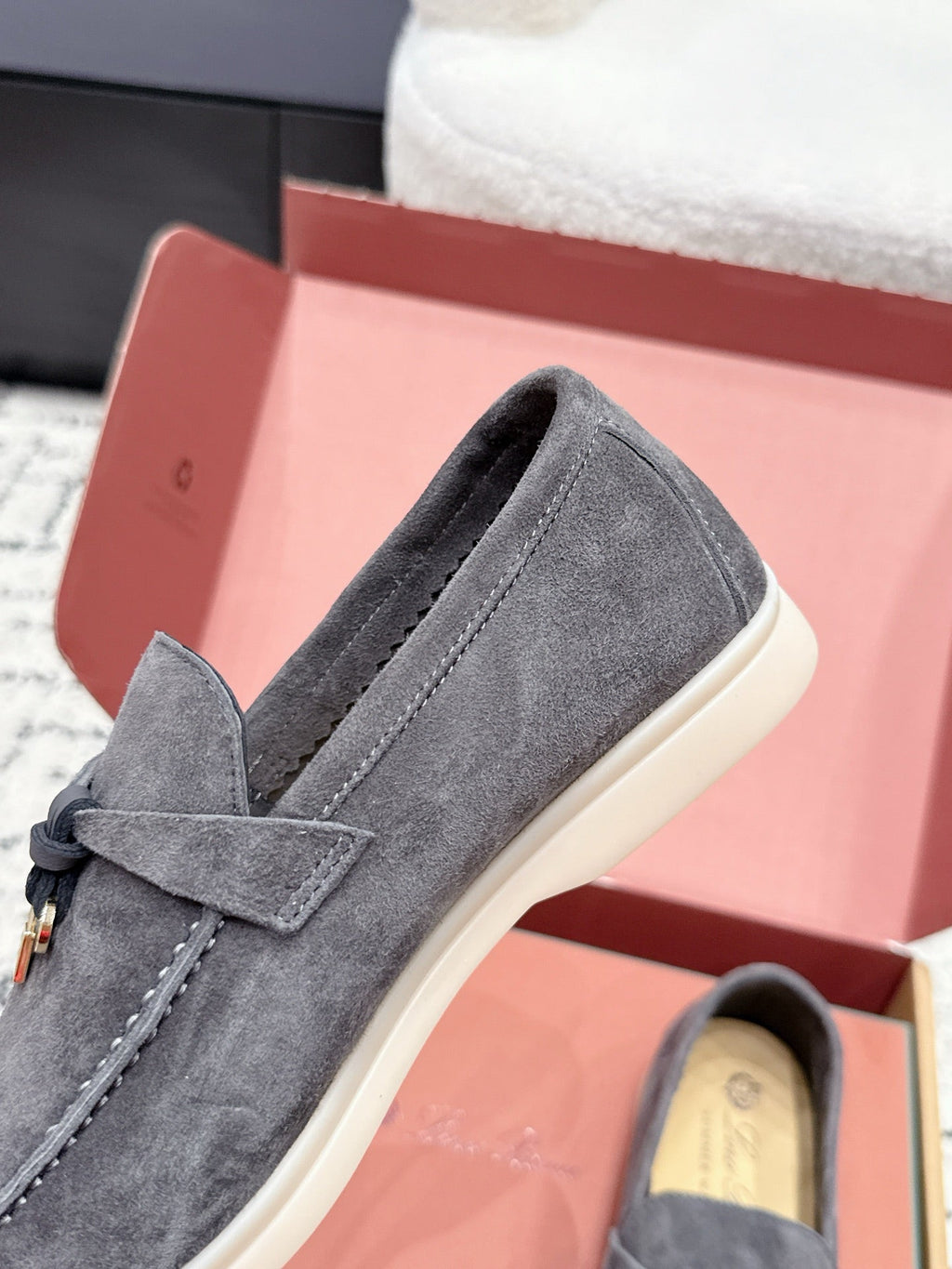 LP 26S SUMMER CHARMS WALK LOAFER IN CHARCOAL GRAY SUEDE GOLD HARDWARE