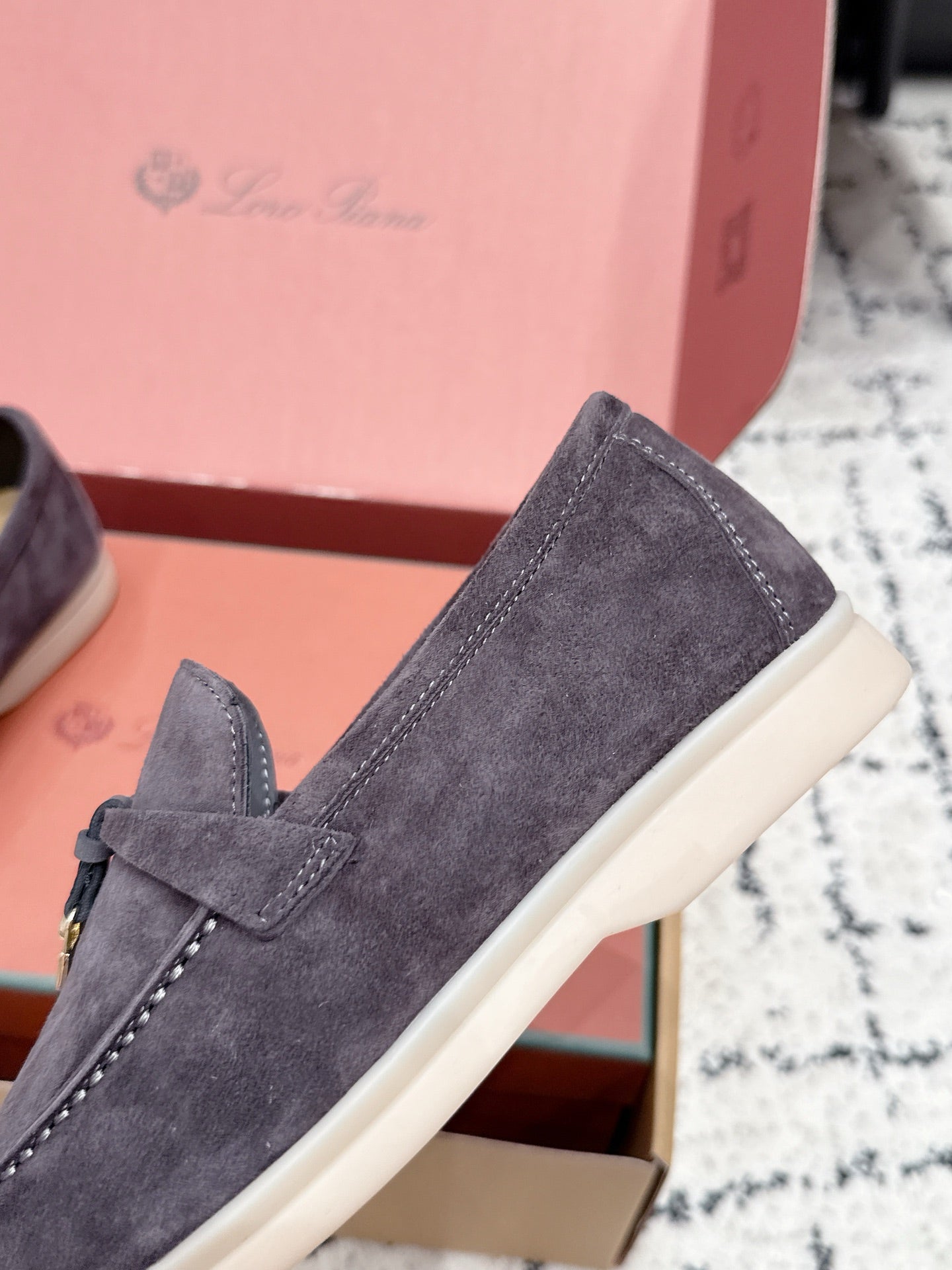 LP 26S SUMMER CHARMS WALK LOAFER IN PURPLE GRAY SUEDE GOLD HARDWARE