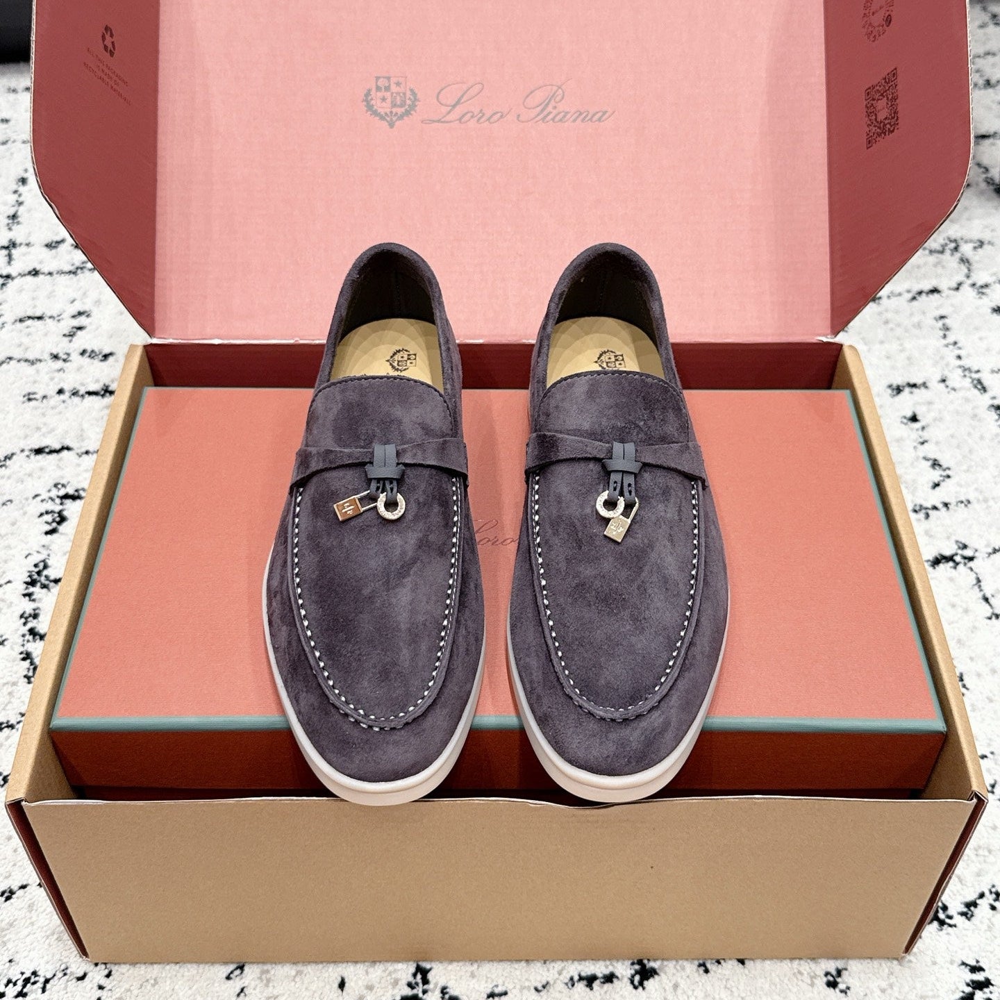 LP 26S SUMMER CHARMS WALK LOAFER IN PURPLE GRAY SUEDE GOLD HARDWARE