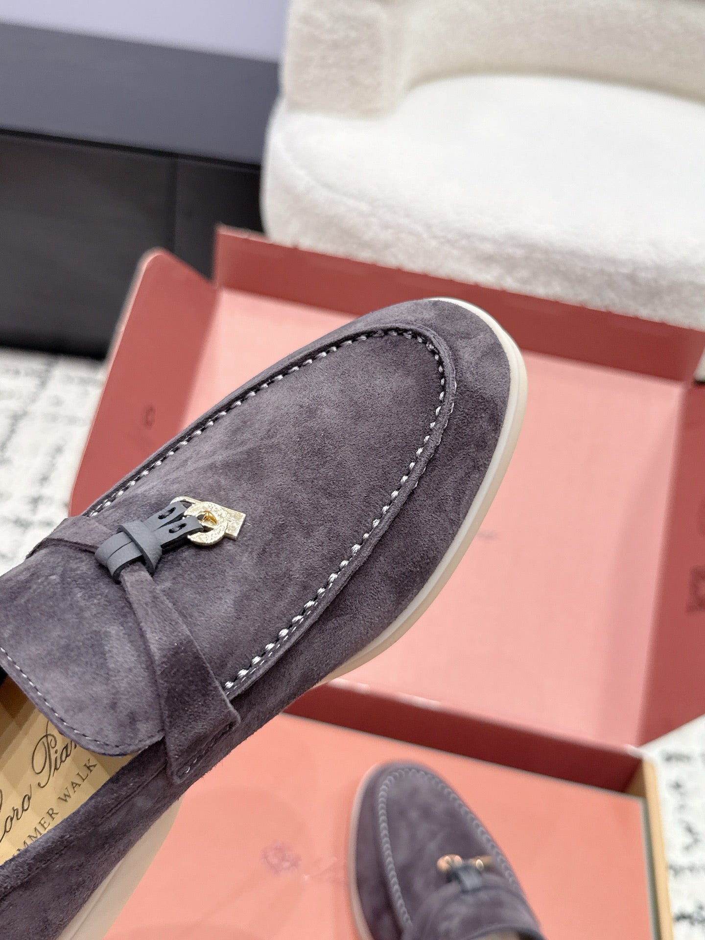 LP 26S SUMMER CHARMS WALK LOAFER IN PURPLE GRAY SUEDE GOLD HARDWARE