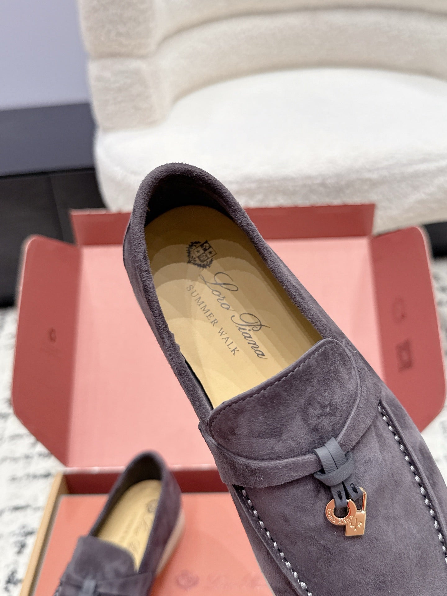 LP 26S SUMMER CHARMS WALK LOAFER IN PURPLE GRAY SUEDE GOLD HARDWARE