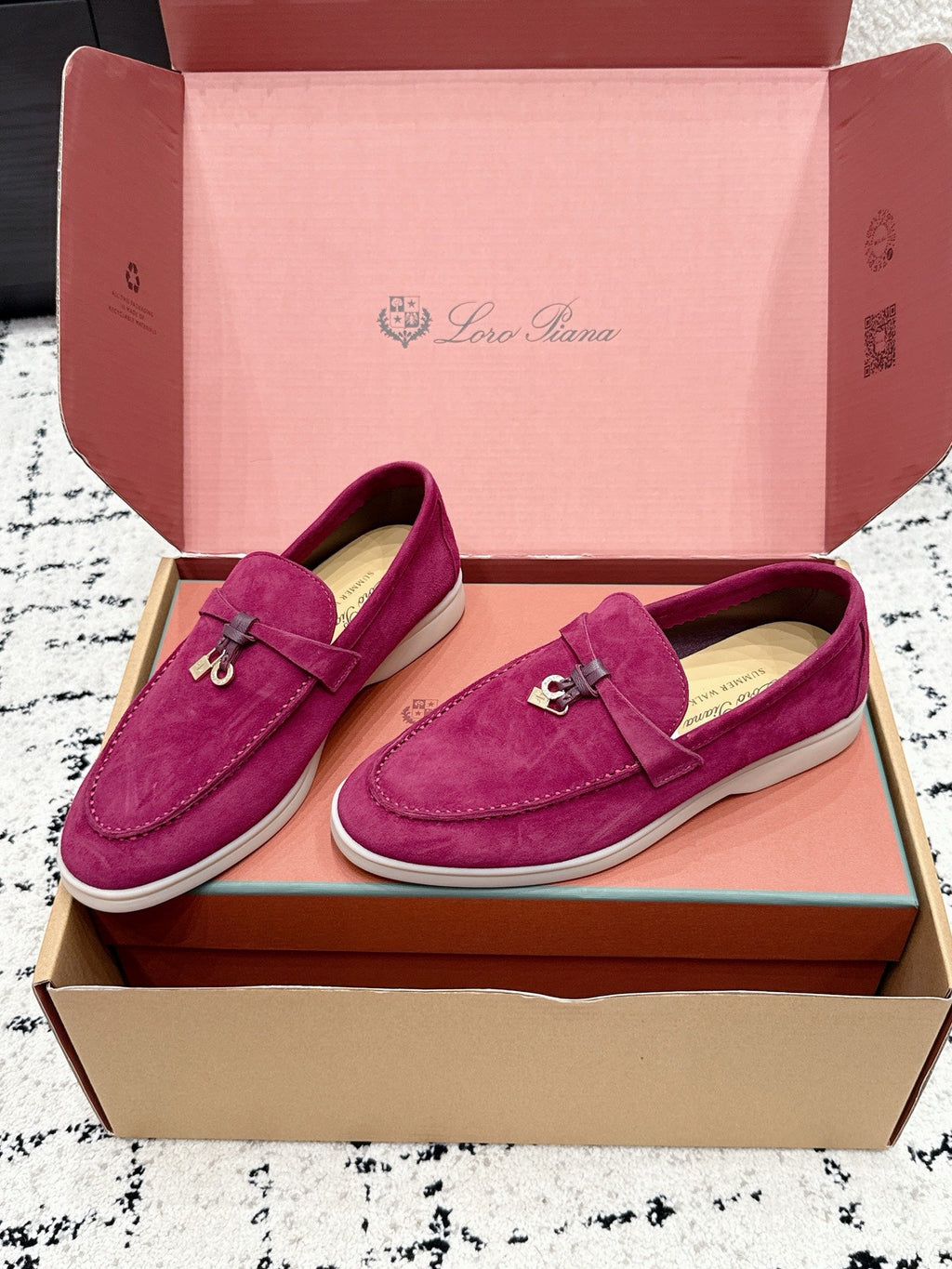 LP 26S SUMMER CHARMS WALK LOAFER IN FUCHSIA PINK SUEDE GOLD HARDWARE