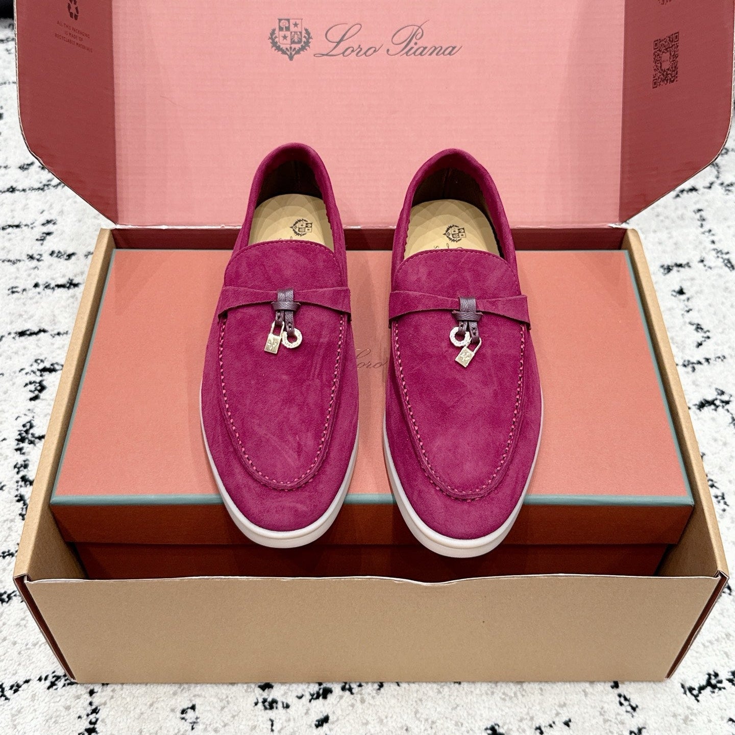 LP 26S SUMMER CHARMS WALK LOAFER IN FUCHSIA PINK SUEDE GOLD HARDWARE