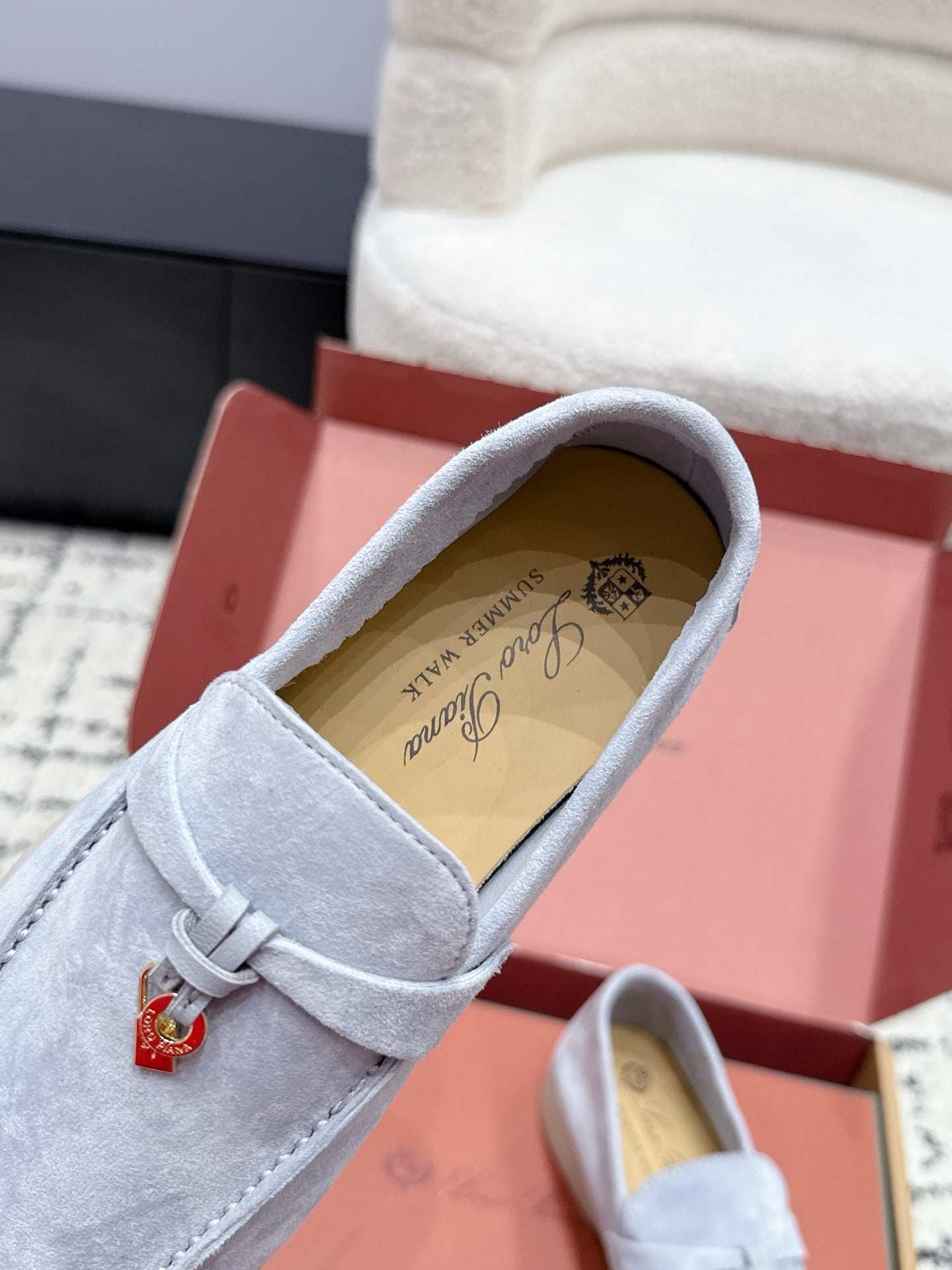 LP 26S SUMMER CHARMS WALK LOAFER IN LIGHT BLUE SUEDE GOLD HARDWARE