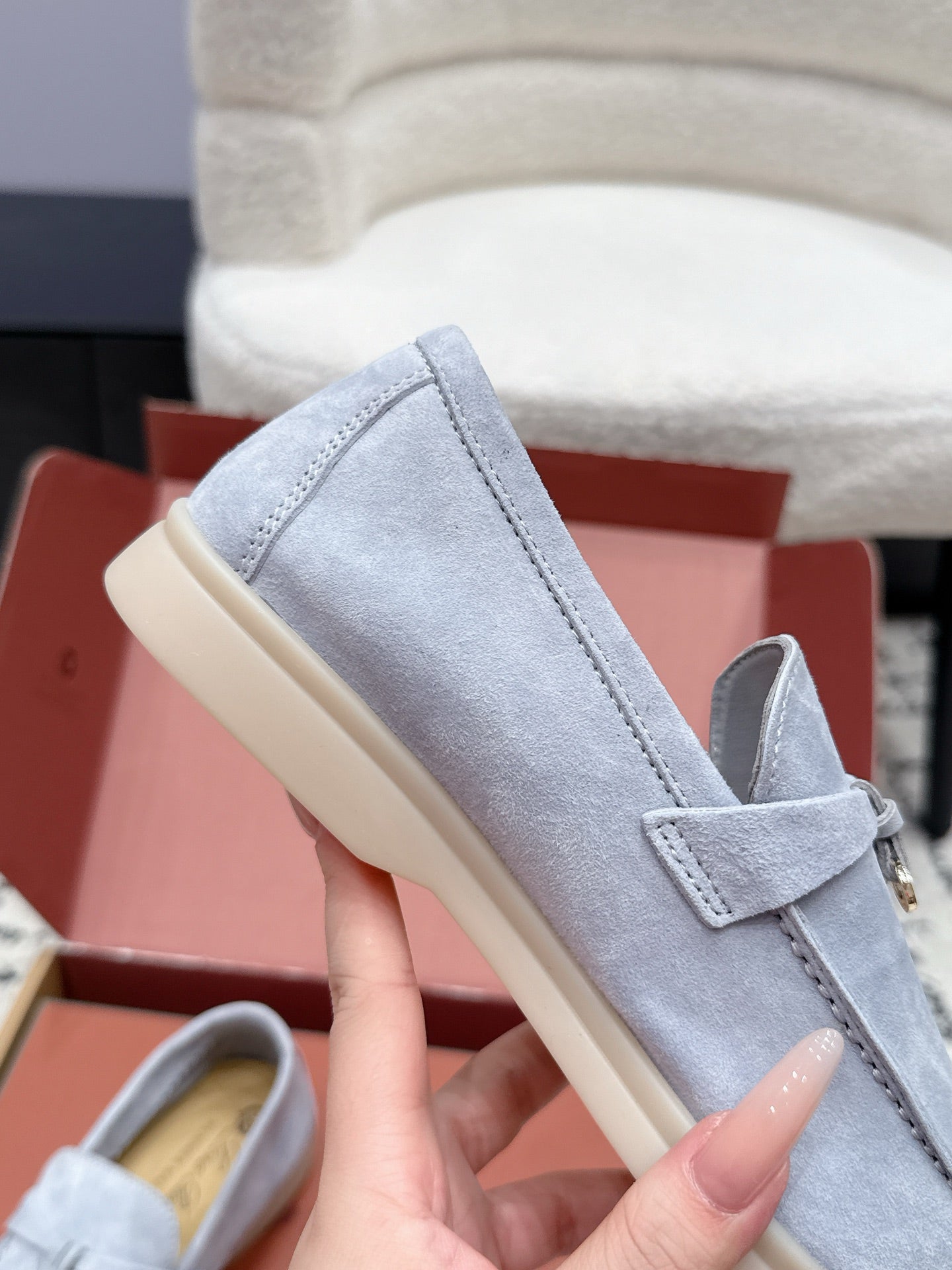 LP 26S SUMMER CHARMS WALK LOAFER IN LIGHT BLUE SUEDE GOLD HARDWARE